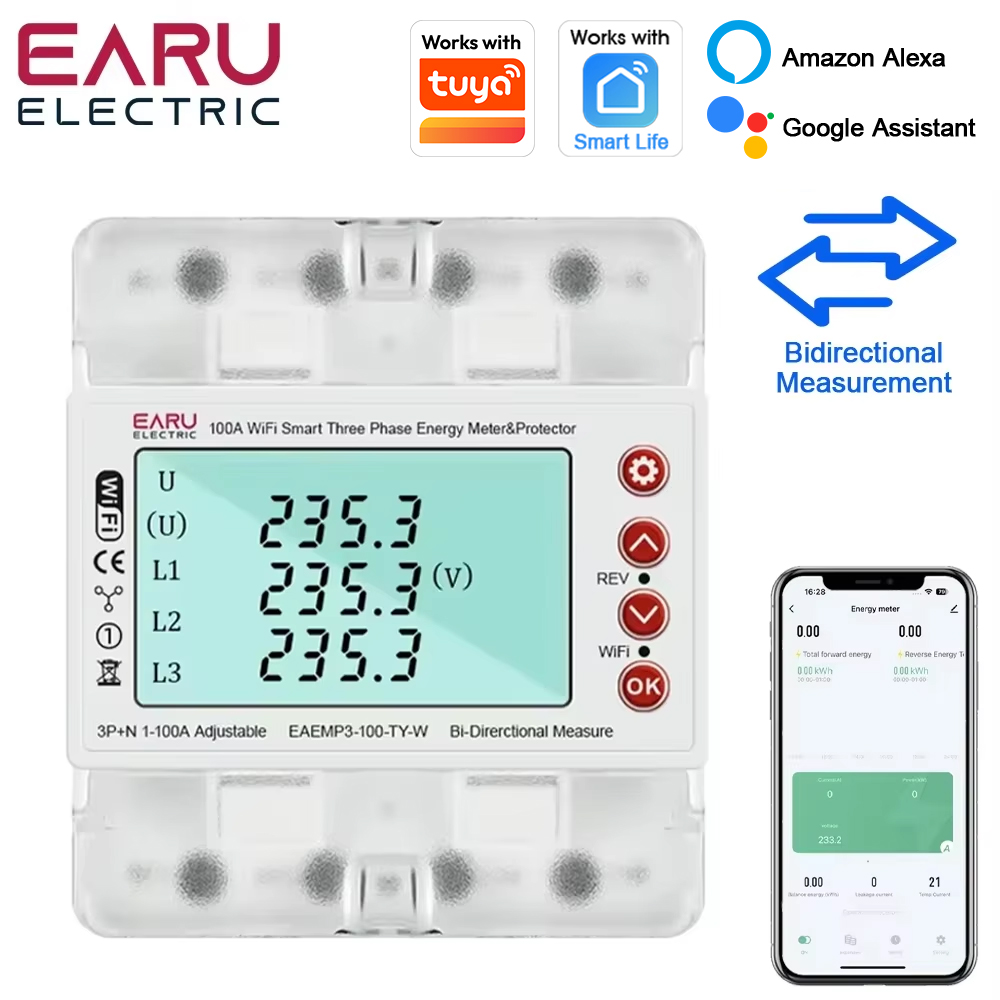 Ac Surge Protector - มิเตอร์วัดพลังงานไฟฟ้าอัจฉริยะแบบสองทิศทาง สามเฟส AC380V รองรับ Tuya WiFi