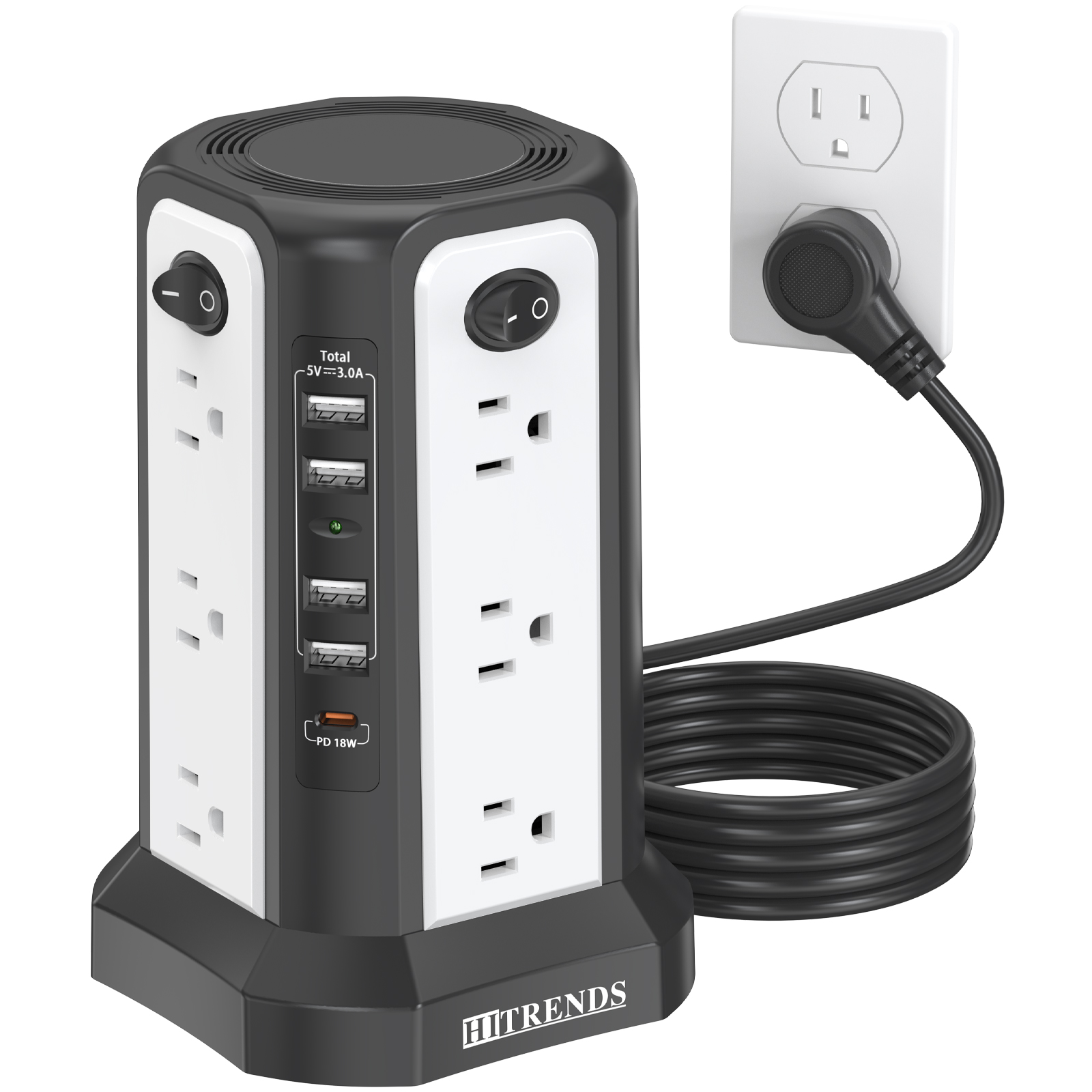Ac Surge Protector - ปลั๊กพ่วง HITRENDS พร้อมระบบป้องกันไฟกระชาก 12 ช่องเสียบ AC