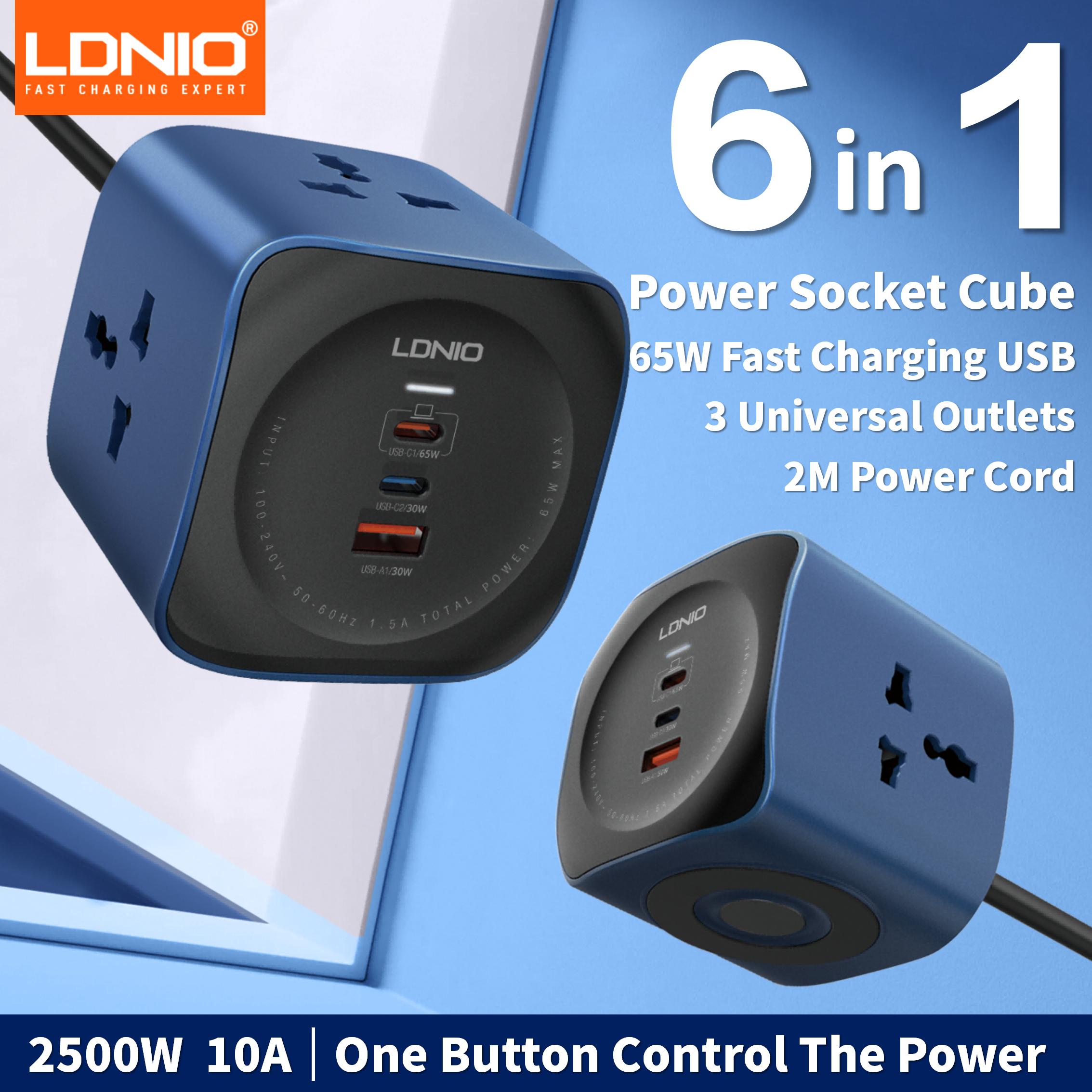 Ac Surge Protector - Cube Power Strip LDNIO 65W สถานีชาร์จ